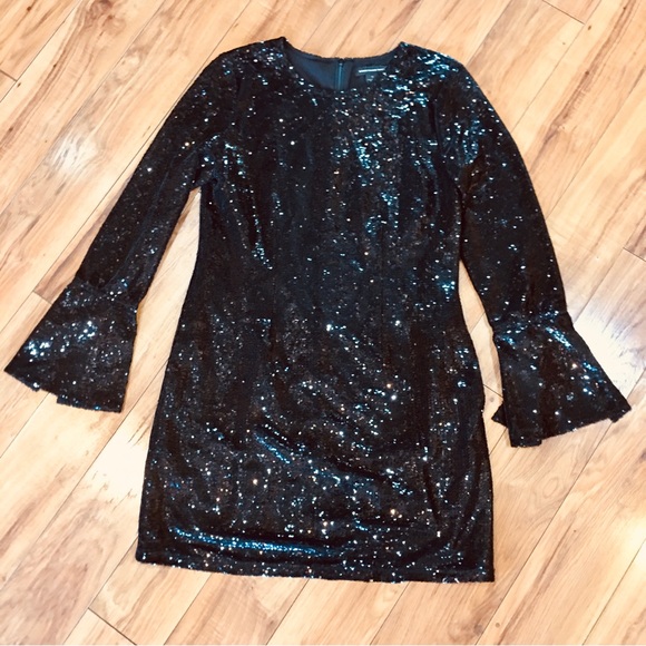 Something Navy sparkle sequin holiday New Years Eve dress black prom medium - Picture 4 of 6